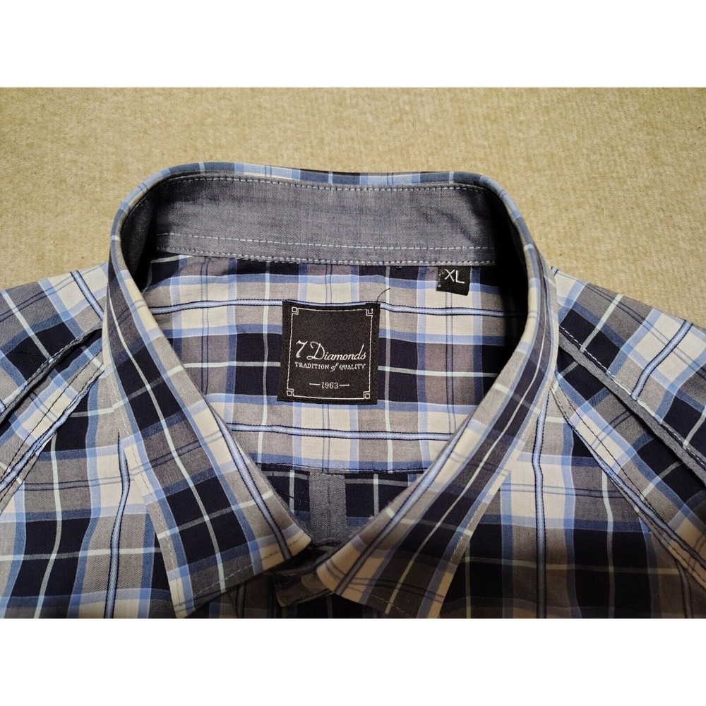 7‎ Diamonds Mens Western Short Sleeve Shirt - XL Slim Fit - Picture 4 of 9